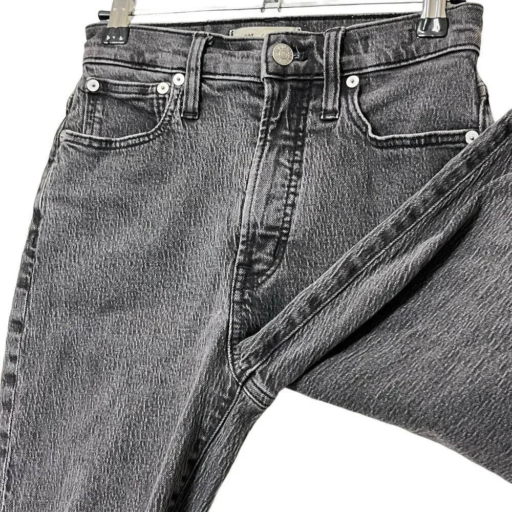 Madewell The‎ Perfect Vintage Straight Jeans Lunar Wash Raw Hem Women’s Size 24